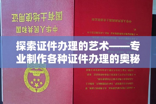 苏州探索证件办理的艺术——专业制作各种证件办理的奥秘与价值